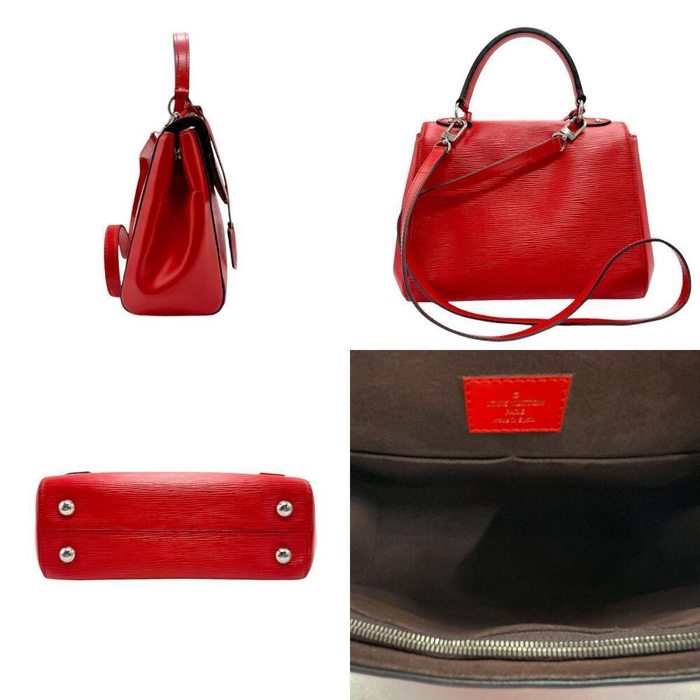Louis Vuitton Epi Shoulder Cluny 2way Bag Silver Red Leather Silver Red